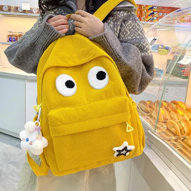 Yalu Nylon Backpack Unisex White/Black/Yellow/Dark Brown/Black Green-8