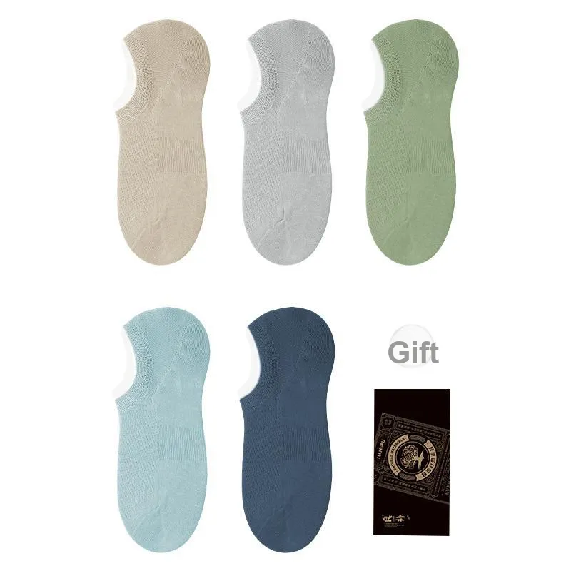 LIANGPU No Show Socks Men's 5 Pack Gift Box Set-10