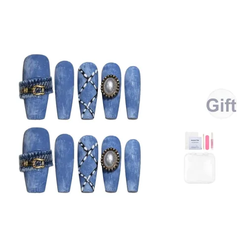 Song Biography Canvas Creative Denim Brightening False Nail Long 30MM