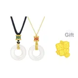 [Includes Cell Phone Sticker & Couple's]Blessing Wealth Peaceful Buckle Couple Necklace