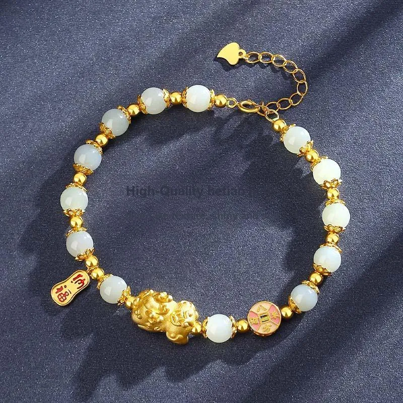 Andaozi Hetian Jade Bracelets Pale Greenish White Jade Women's-2