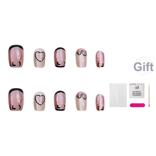 JIABITU Сигнал сердца Патч False Nail Короткий LADDER Однотонный Jump Цвет Французский