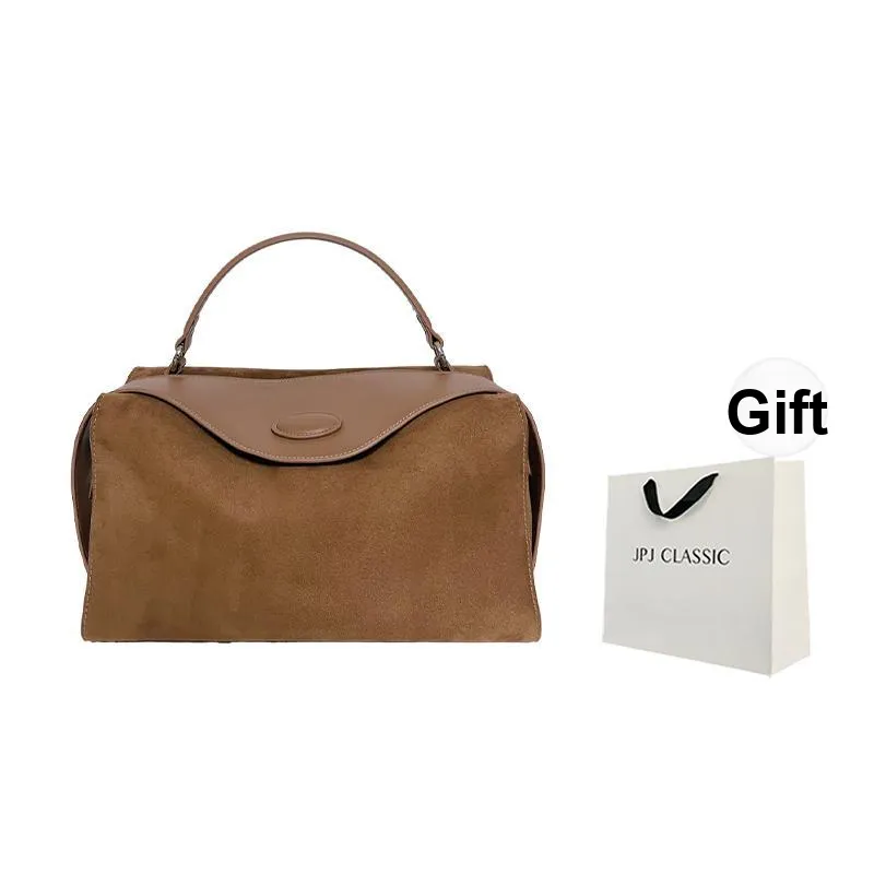 JPJ Cow Leather Boston Bag, Pillow Bag, Commute Bag, One Shoulder Handbag Women's