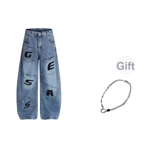 QEWBG Синий Унисекс Джинсы