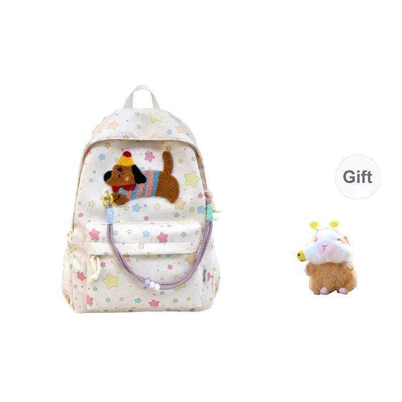 Yalu Nylon Backpack Unisex Beige/White/Coffee/Pink-0