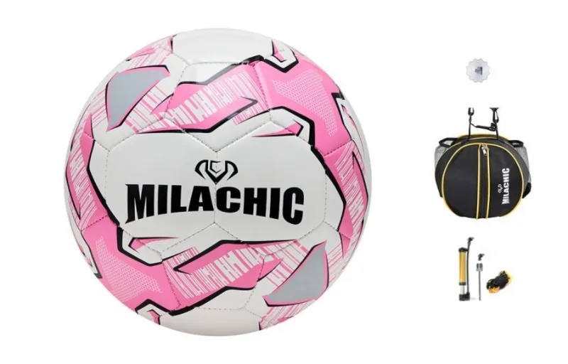 MILACHIC Size 4 5 Size Soccer PU Machine Stitched Soccer Ball Unisex Pink White-0