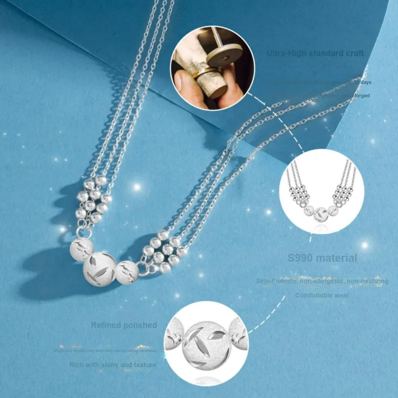 KLFOOK Sterling Silver 990 Necklaces Women's-3