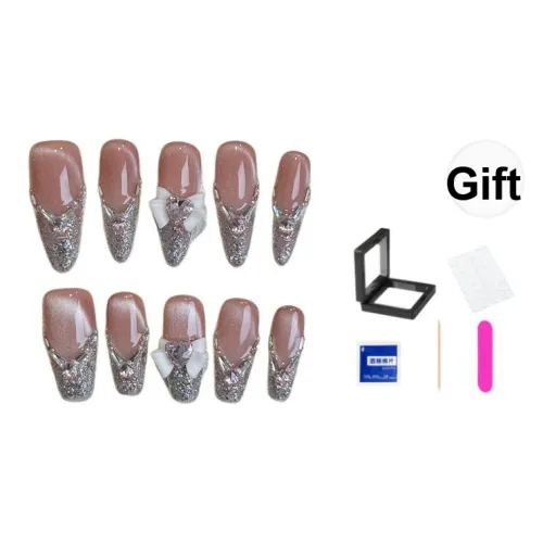 XNTX Aurora Butterfly Язык False Nail Средний LADDER Розовые оттенки Smudge Стиль Instagram