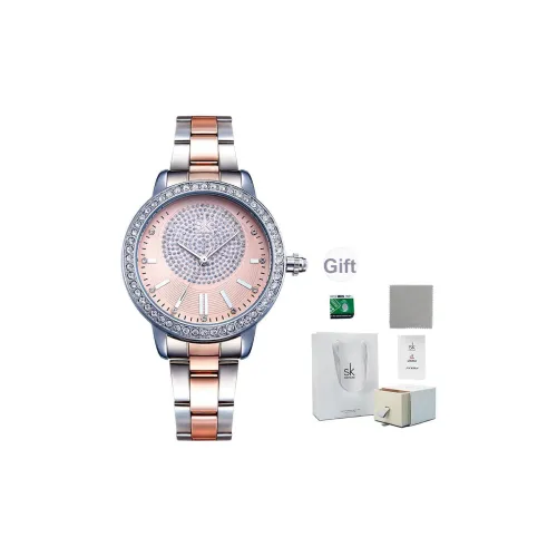 SHENGKE Кварцевые Механические Часы Женские Черный Циферблат