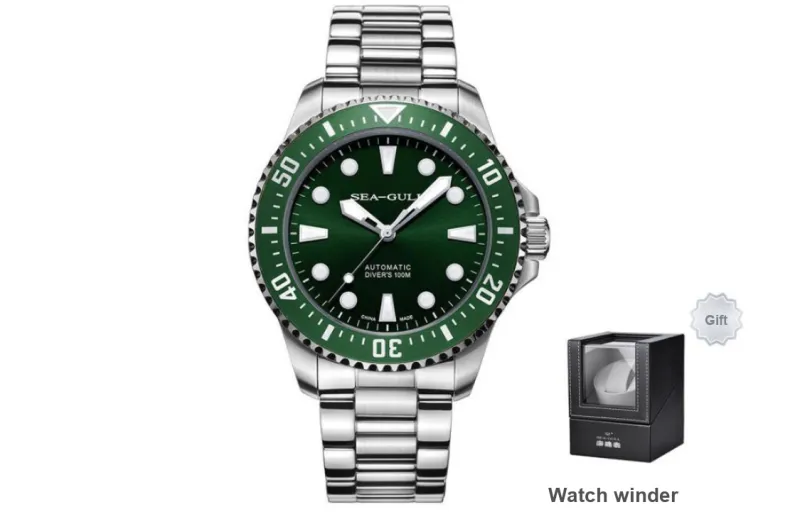Sea Gull Ocean Series Automatic Mechanical Movement Steel Strap Watch Men's Watches Green Dial-12