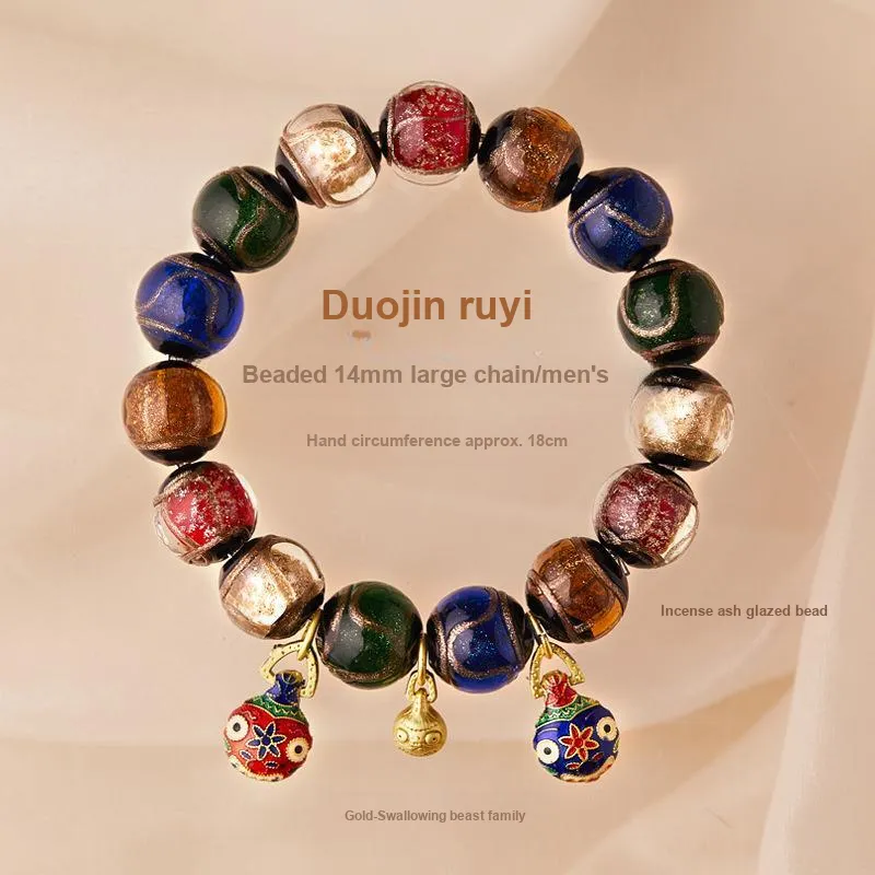 VIVIWELL Colored Glaze Jade Bracelets Unisex-7