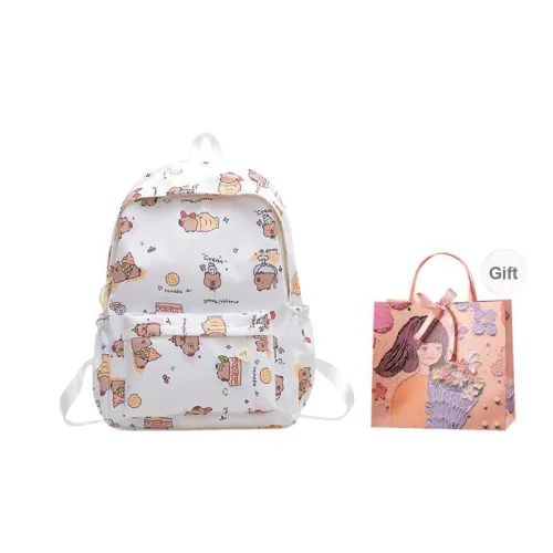 PARK DANCE Nylon Backpack Regular Unisex White/Black/Khaki/Pink