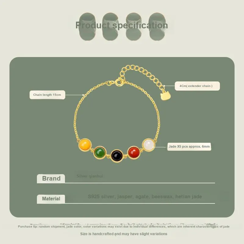 YINCHIE Hetian Jade Bracelets Jasper Women's-5