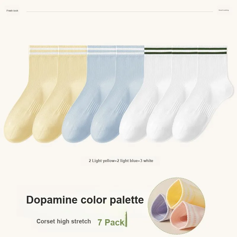 7 SEVFUN Mid Calf Socks Women's Combo Set-19