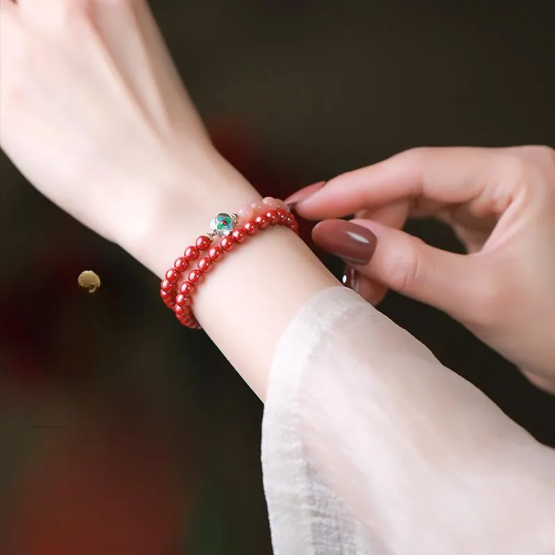 Phoenix Nirvana Reconstructed Cinnabar Jade Bracelets Women's-4
