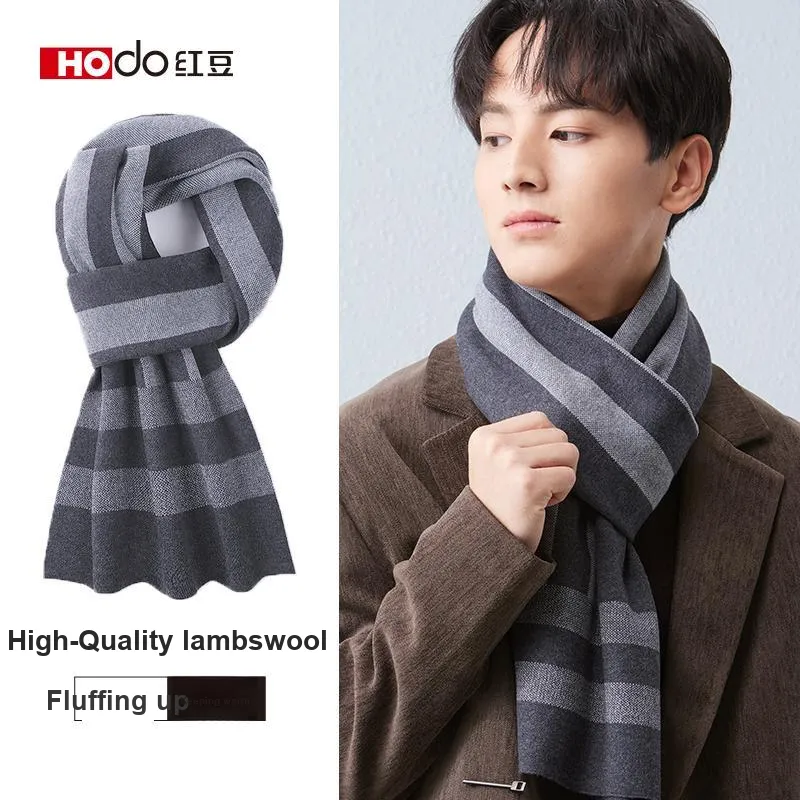 Red Bean Wool Knit Scarves Men's-5
