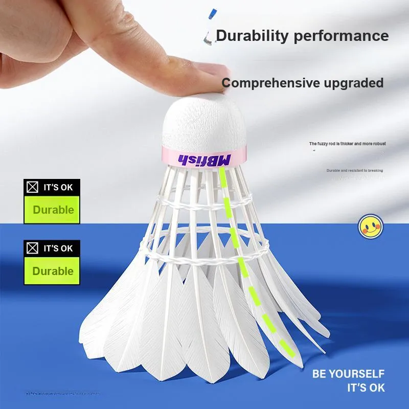 MBFISH Hello Good Luck Goose Feather Shuttlecock 3 Pack Goose Feather Indoor And Outdoor Shuttlecocks-3