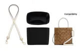 (Coach Cally 17) Black Nylon Liner+Beige 1.1cm Width Plain Weave Gold-Tone Lock 65cm