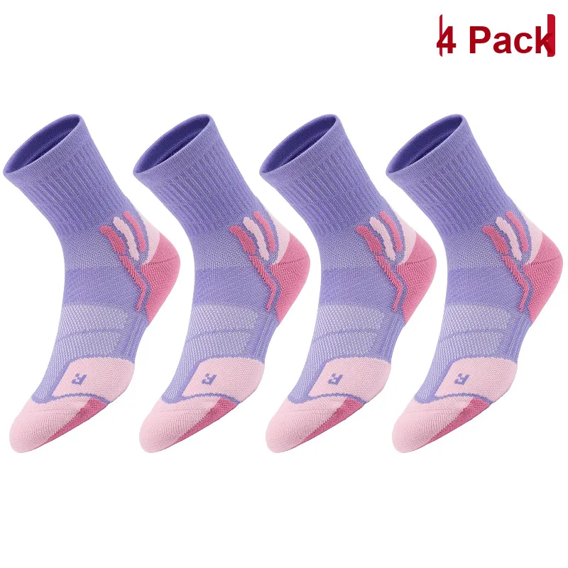MUSCLESWING Mid-Calf Socks Women's 4 Pack Purple-1