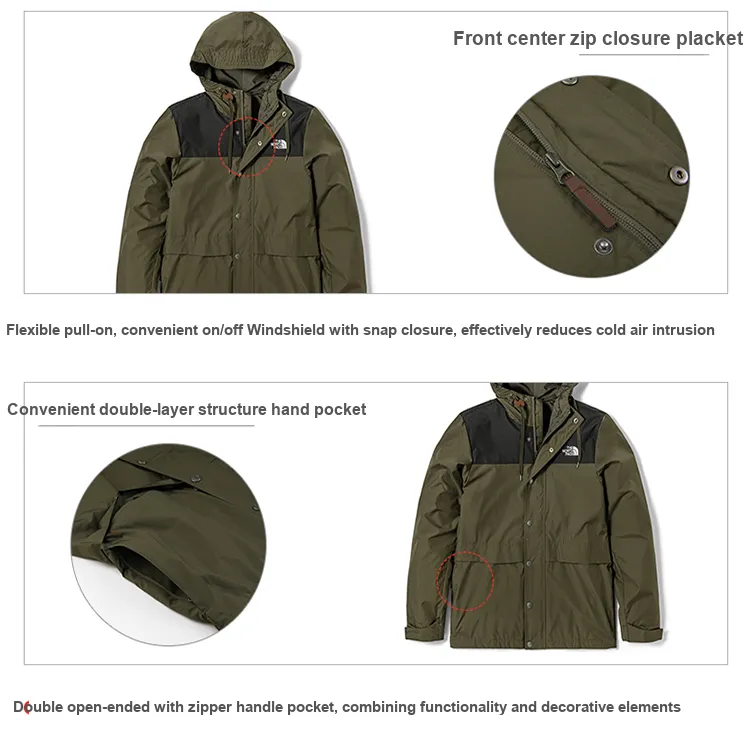 THE NORTH FACE City Outdoor Collection Waterproof, Windproof, And Water Repellent Windbreaker Jacket Men's Green-5