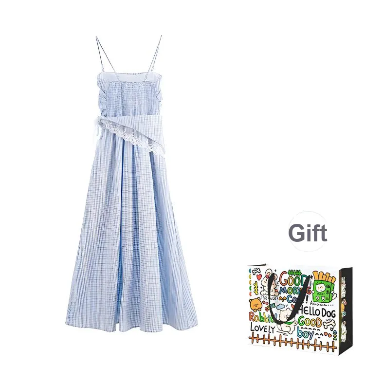 PZHK Slip Dresses Women's Blue-1