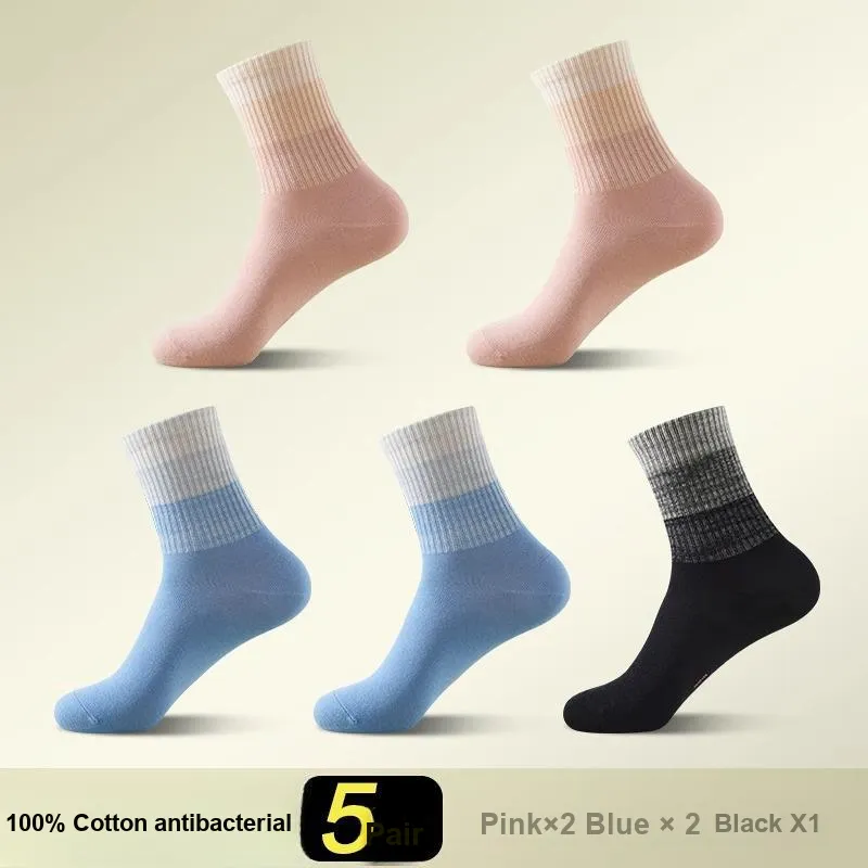 H YXIANG Mid Calf Socks Women's 5 Pack-3