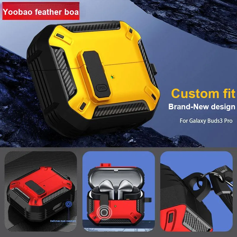 Yoobao Compatibility With Samsung Galaxy Buds3/3 Pro Lock Design, Impact Resistant, With Hooks Headphone Cases-2