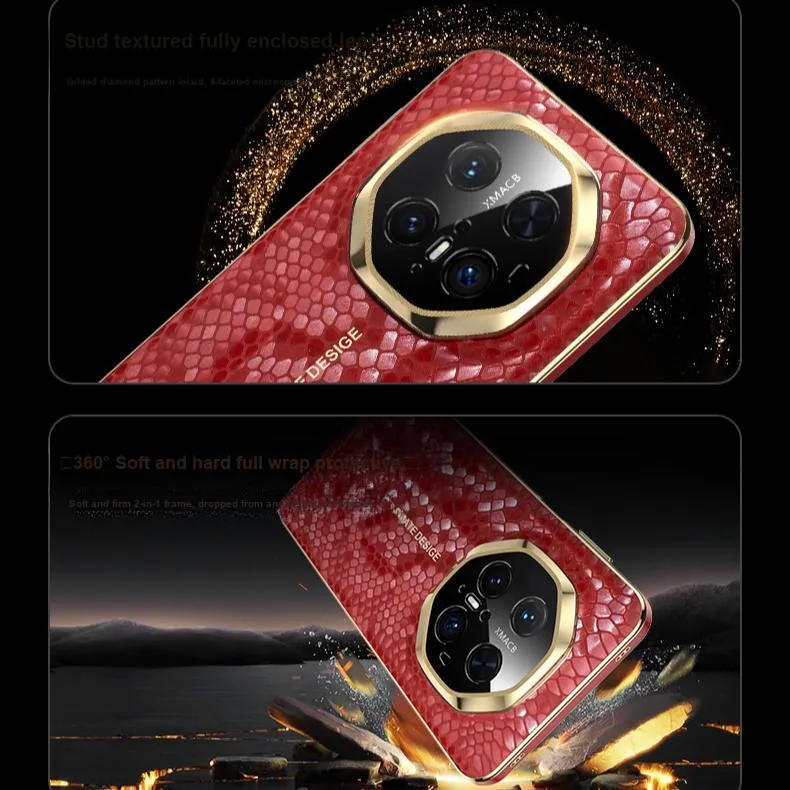 IMCHEN Year Of The Snake Limited Genuine Leather Phone Cases Compatibility With Huawei Mate70RS Ultimate Design-1