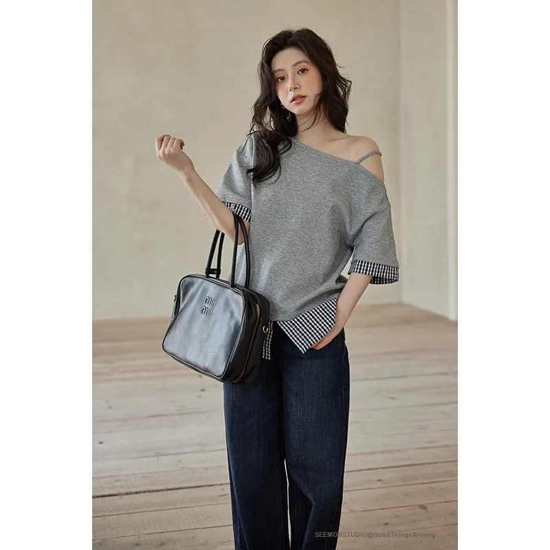 XIMENG T Shirts Women's Gray-4