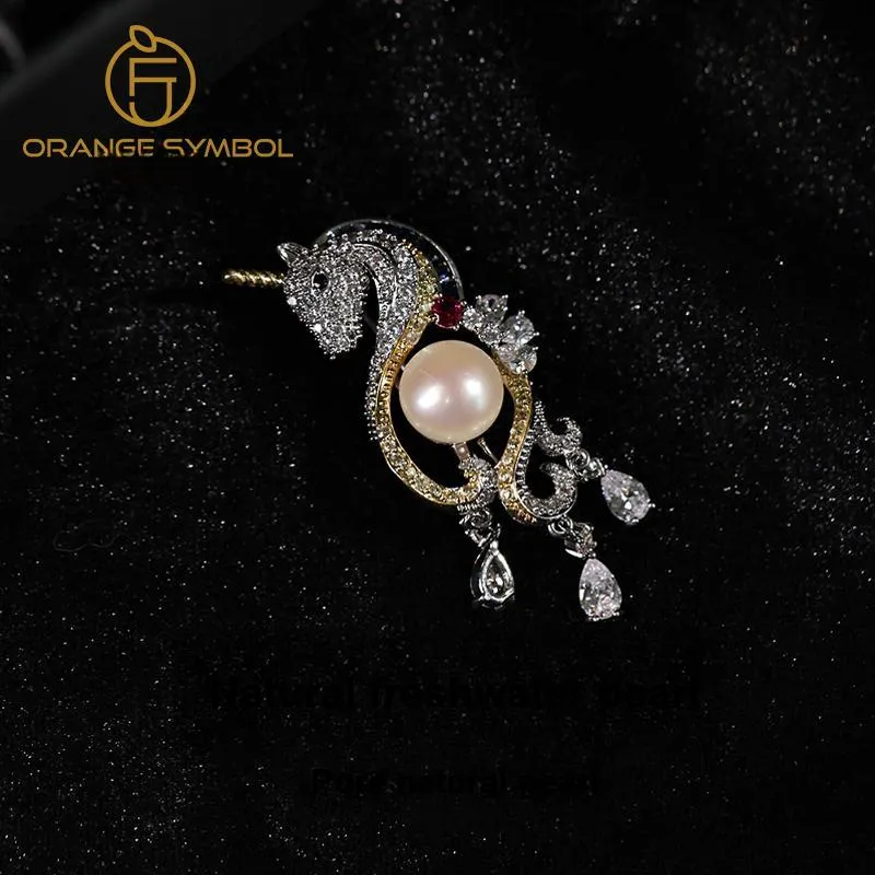 ORANGE SYMBOL Freshwater Pearl Brooches Women's-1