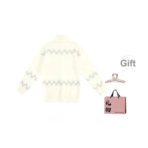 BAIDAIFEI Белый + Эксклюзивная сумка для покупок + Заколка-краб Женская трикотаж