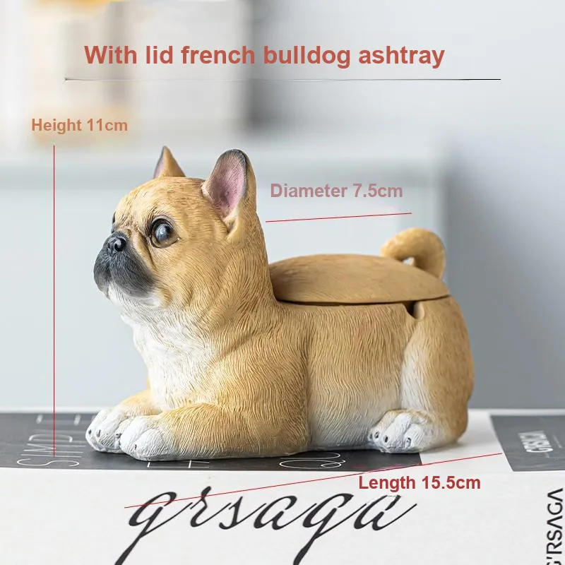 KERPA Pudog Styling Ashtray With Lid Anti Fly Ashtray Home Use Living Room Small Storage Ornament All Styles-2
