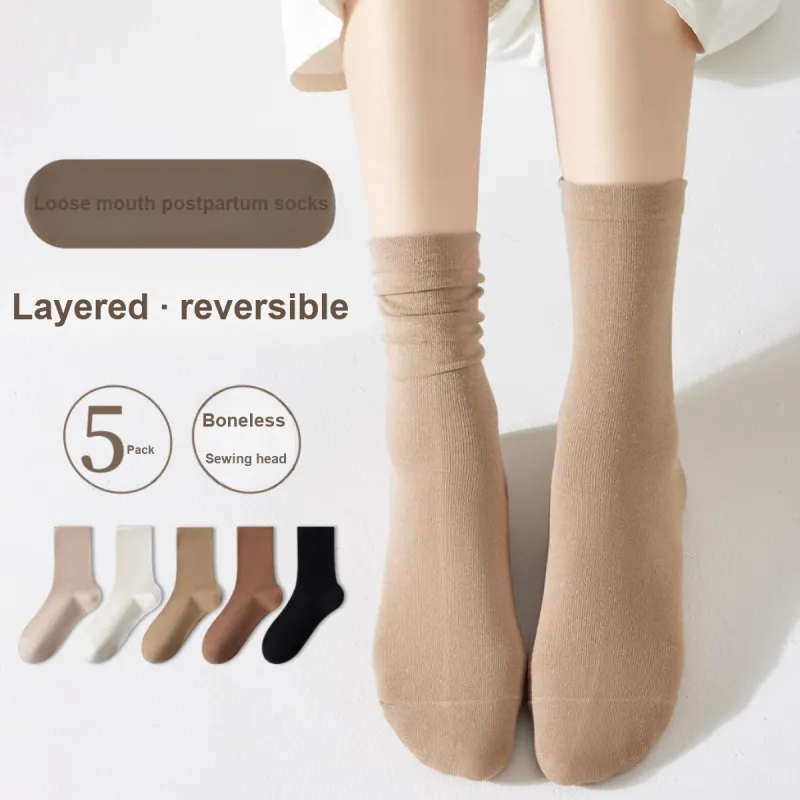 MIIOW Mid Calf Socks Women's 5 Pack Mixed Color-1