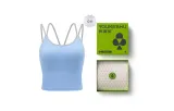 [With Pads]V-Neck Camisoles - Light Blue Gray+Moon White