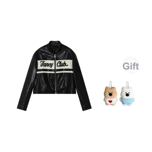 GHPC Черный Женский Кожаный Куртка