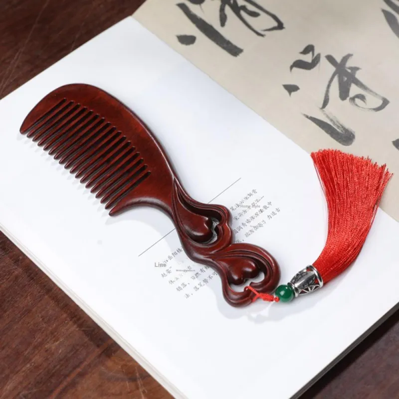Finger Carpenter Red Rosewood Wooden Comb Women's-4