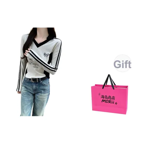 MORii Белый Серый Сумка для покупок Включено Женская T-рубашка