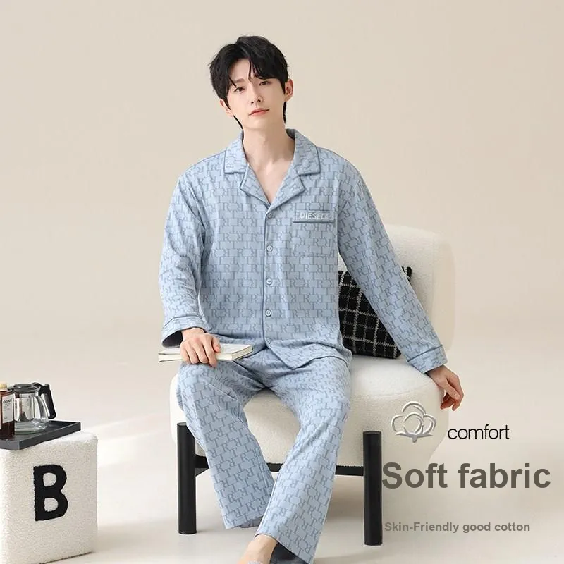 UAVAE Pajama Set Men's Light Blue-1