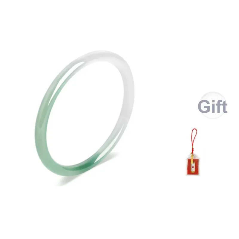 LUXLINE Natural Chalcedony Jade Bangle Authentic Women's-21
