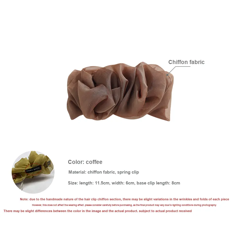 Yiru Chiffon Fabric Hair Clips Women's-2
