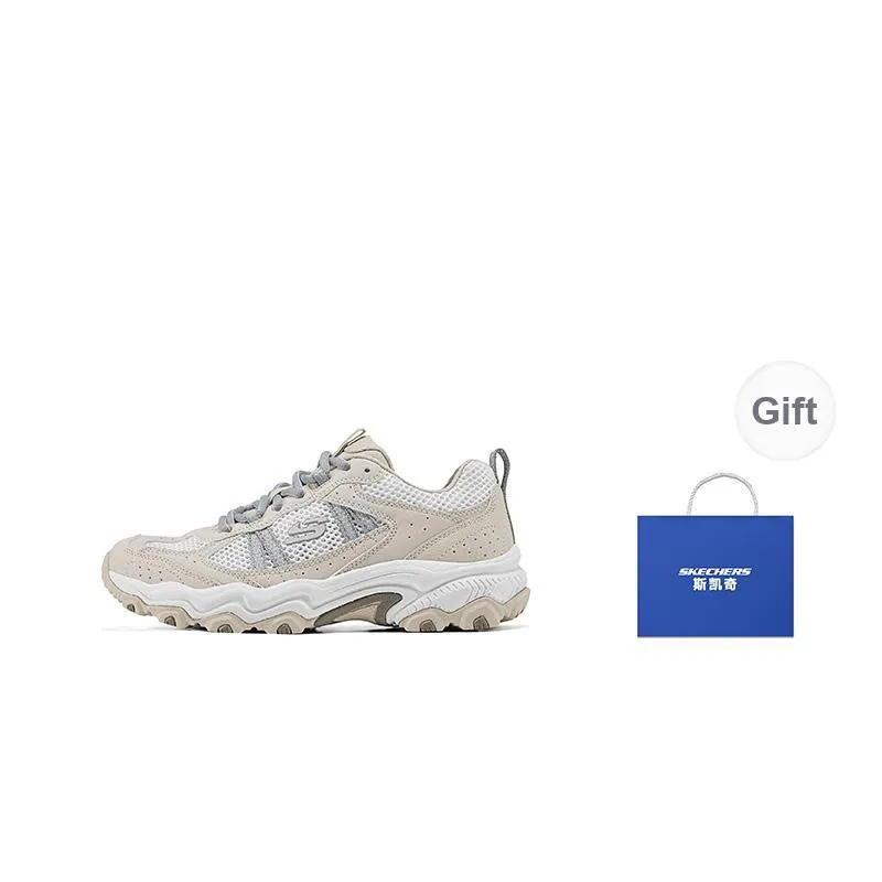 Skechers Abrasion-Resistant Low-Top Trekking Shoes Women's Gray White-6