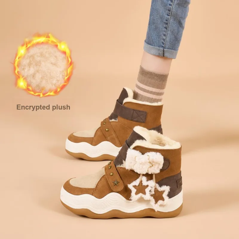 Joy&Mario Thermal Height Increase Short Mid Calf Snow Boots Women's-4
