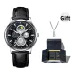Silver Case Starry Sky Dial Belt, Trendy Toy Double Door Box+Bear Necklace