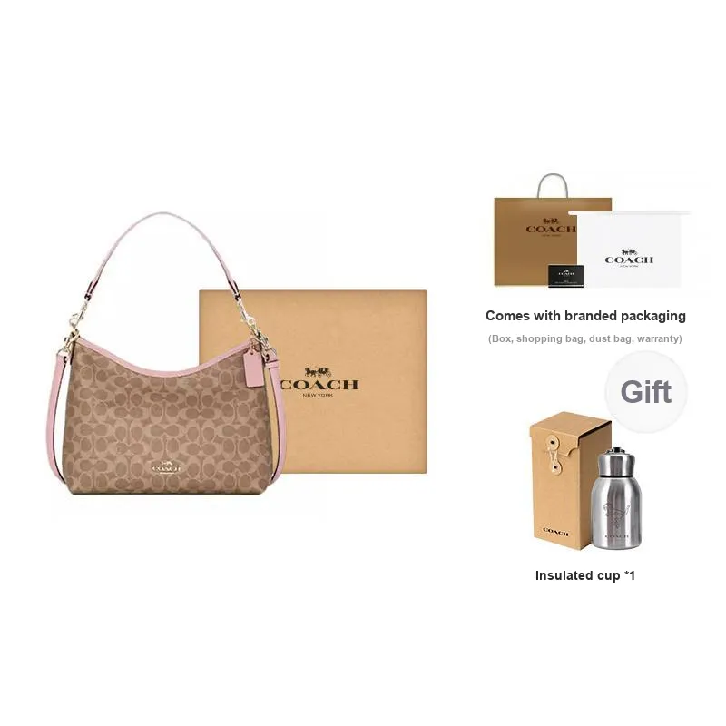 COACH PVC Shoulder Bag, Crossbody Bag, Handbag Large Size Women's Tan & Pink-5