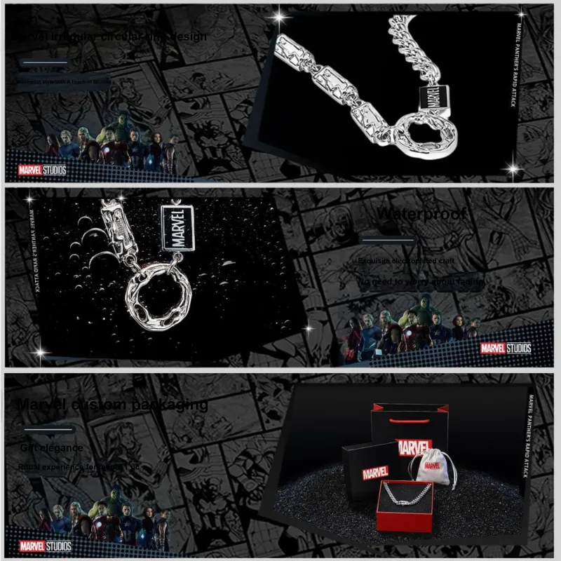 Disney x MARVEL Titanium Steel Couple Necklace For Men And Women's Men's Silver-10