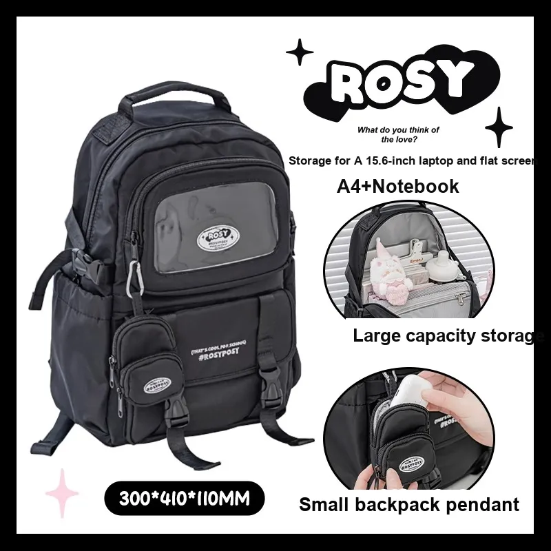 Rosyposy Fabric Backpack Versatile Travel Lightweight Backpack Ins Backpack Regular Unisex Multicolor-7