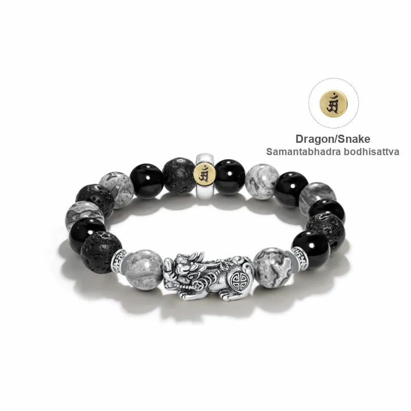 TANGSHU Map Stone Wealth And Good Luck Beaded Bracelet Unisex-13