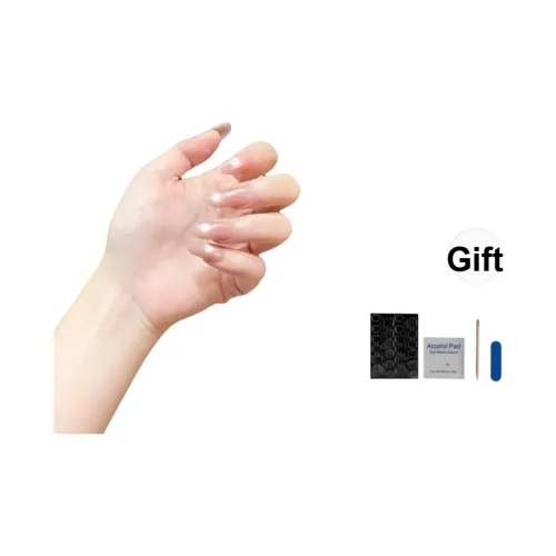 OUYUJI Кошачий глаз Pure Ледяная прозрачность Румяна Кожа Привлекательный False Nail Миндаль Средний Треугольная лестница Овал Телесный Размытие Стиль Инстаграм