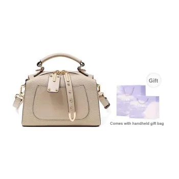 Teenmix Cow Leather Toast Bag, Pillow Bag, Shoulder Bag, Handbag Regular Women's Gray