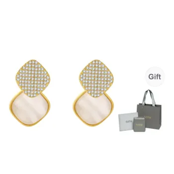 YPYN Alloy Stud Earrings Women's White Gold